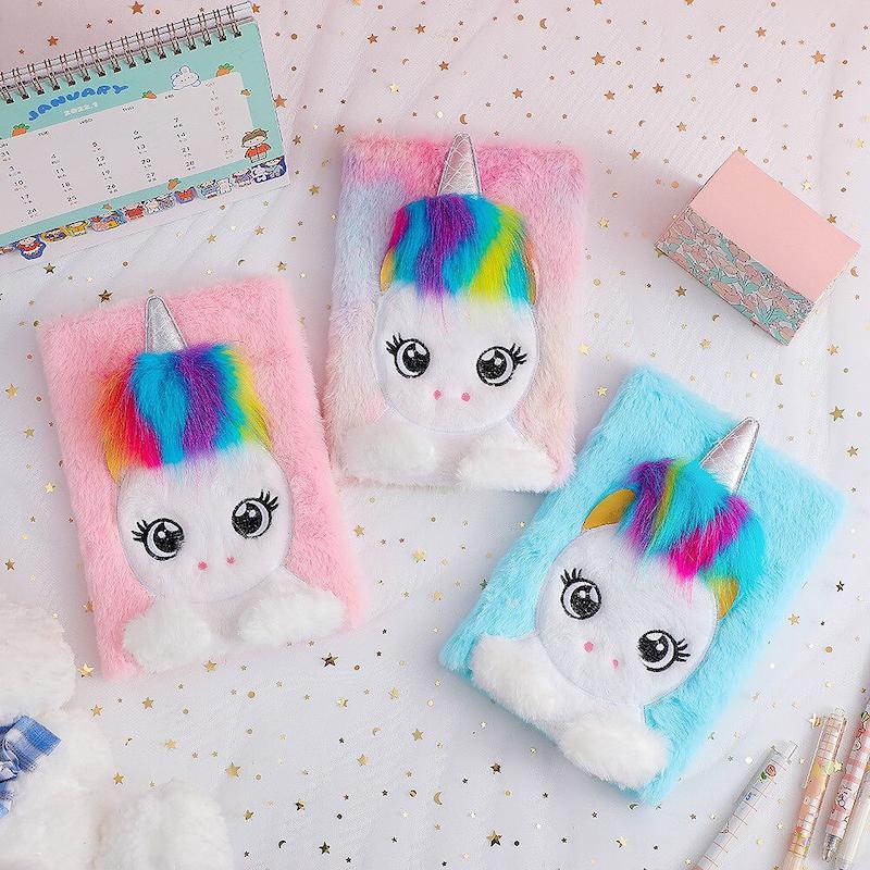 دفتر پولیشی دانش آموزی مدل یونیکورن/اسب تکشاخ کد 40026619 zgmyc kids cute unicorn diary journal rainbow fuzzy plush notebook writing planner for school office supplies