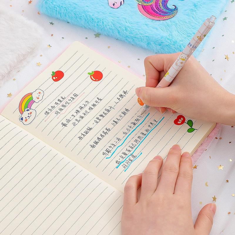 دفتر پولیشی دانش آموزی مدل یونیکورن/اسب تکشاخ کد 40026619 zgmyc kids cute unicorn diary journal rainbow fuzzy plush notebook writing planner for school office supplies
