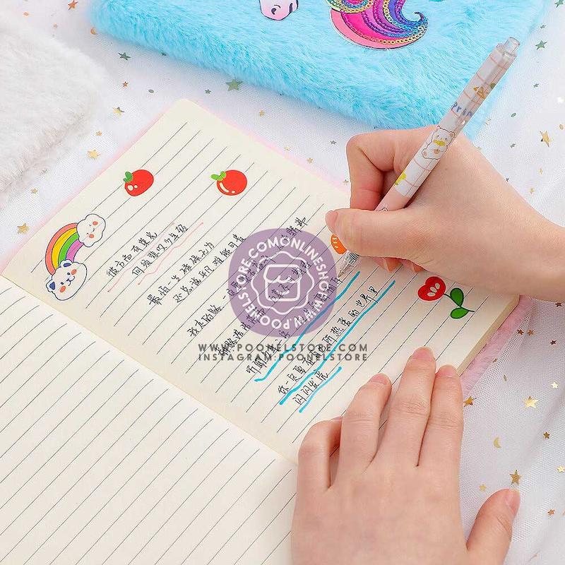 دفتر پولیشی دانش آموزی مدل یونیکورن/اسب تکشاخ کد 40026619 zgmyc kids cute unicorn diary journal rainbow fuzzy plush notebook writing planner for school office supplies
