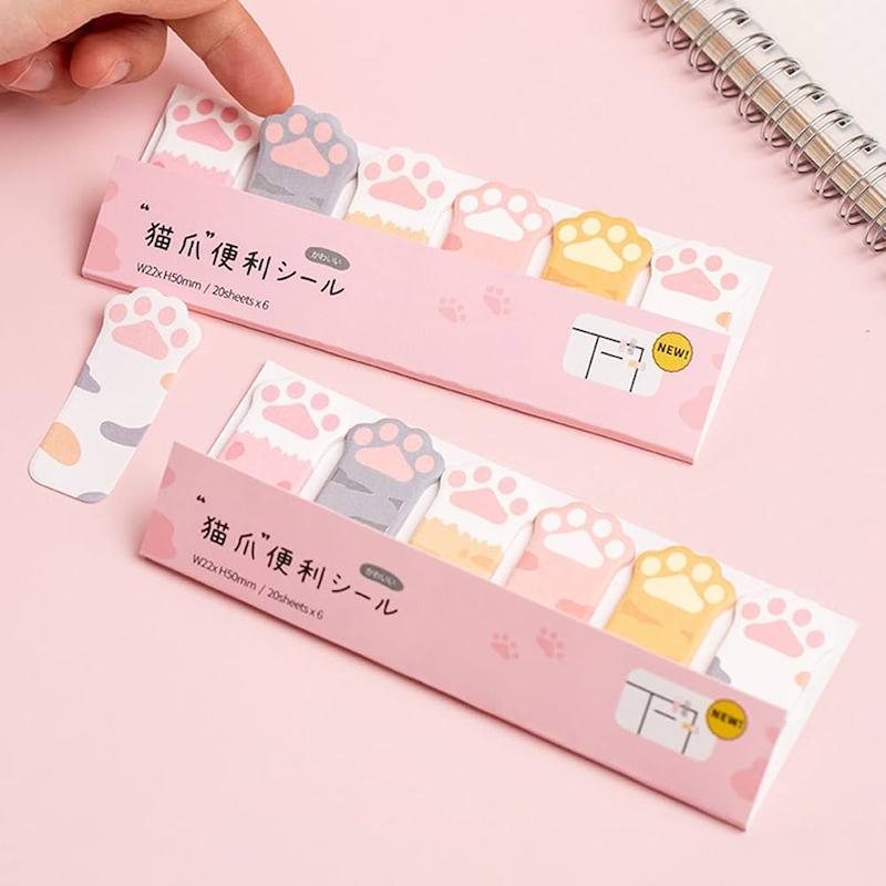 کاغذ یادداشت پینترستی انیمال، استیک نوت فانتزی چسب دار مدل پنجه گربه Cute Sticky Notes Animal Self Adhesive Notepad Cartoon Notepad Cute Shapes Markers FlaGs Tabs Accessories Cartoon Sticky Notes Indexes Tabs Self Adhesive Sticky Notes