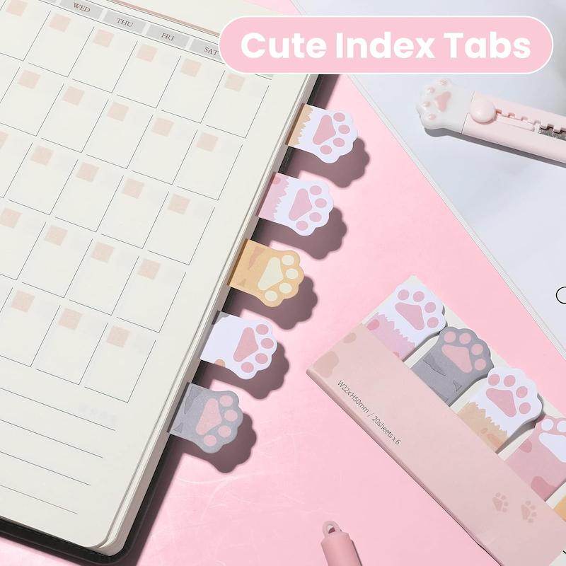 کاغذ یادداشت پینترستی انیمال، استیک نوت فانتزی چسب دار مدل پنجه گربه Cute Sticky Notes Animal Self Adhesive Notepad Cartoon Notepad Cute Shapes Markers FlaGs Tabs Accessories Cartoon Sticky Notes Indexes Tabs Self Adhesive Sticky Notes