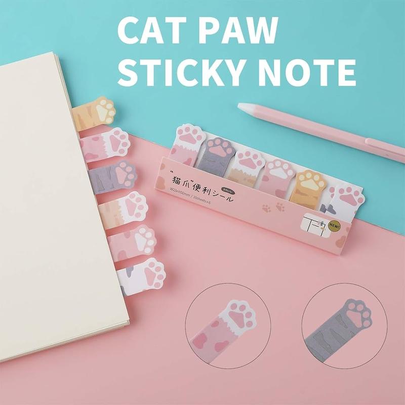 کاغذ یادداشت پینترستی انیمال، استیک نوت فانتزی چسب دار مدل پنجه گربه Cute Sticky Notes Animal Self Adhesive Notepad Cartoon Notepad Cute Shapes Markers FlaGs Tabs Accessories Cartoon Sticky Notes Indexes Tabs Self Adhesive Sticky Notes
