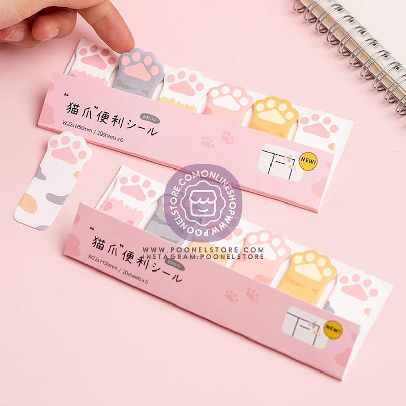 کاغذ یادداشت پینترستی انیمال، استیک نوت فانتزی چسب دار مدل پنجه گربه Cute Sticky Notes Animal Self Adhesive Notepad Cartoon Notepad Cute Shapes Markers FlaGs Tabs Accessories Cartoon Sticky Notes Indexes Tabs Self Adhesive Sticky Notes