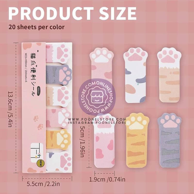کاغذ یادداشت پینترستی انیمال، استیک نوت فانتزی چسب دار مدل پنجه گربه Cute Sticky Notes Animal Self Adhesive Notepad Cartoon Notepad Cute Shapes Markers FlaGs Tabs Accessories Cartoon Sticky Notes Indexes Tabs Self Adhesive Sticky Notes