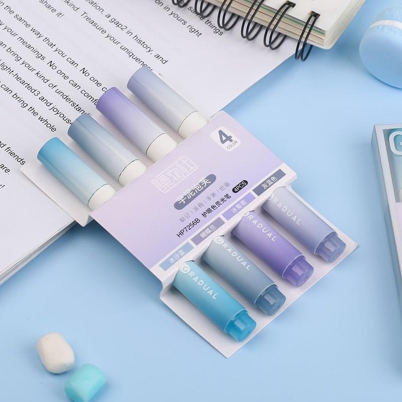 ماژیک هایلایتر پینترستی/ماژیک علامت زن پاستیلی بسته 4 عددی کد 99960244 dreamy cute highlighter marker students stationery www.poonelstore.com