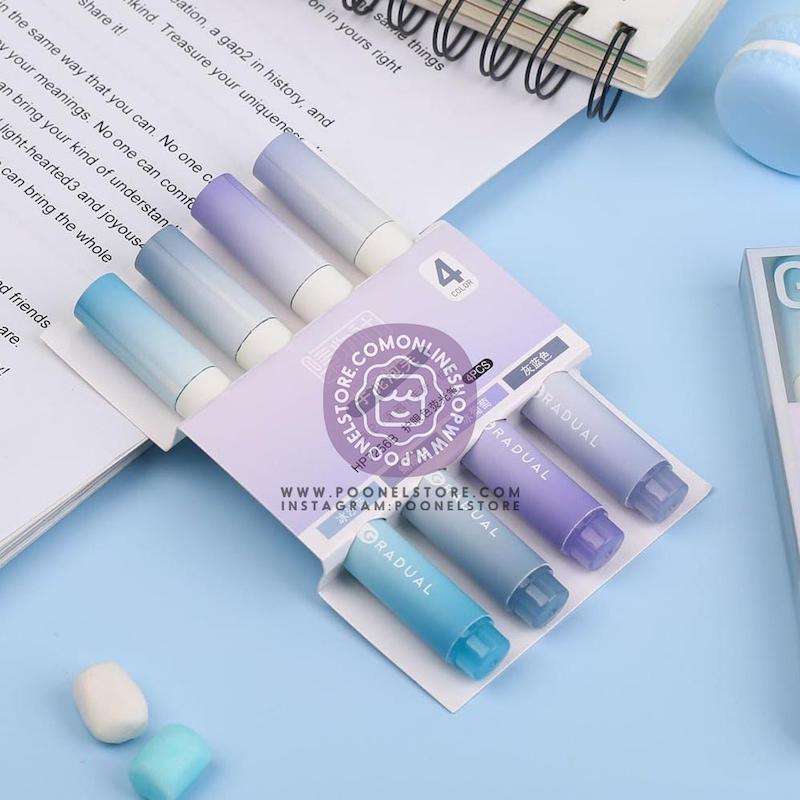 ماژیک هایلایتر پینترستی/ماژیک علامت زن پاستیلی بسته 4 عددی کد 99960244 dreamy cute highlighter marker students stationery www.poonelstore.com