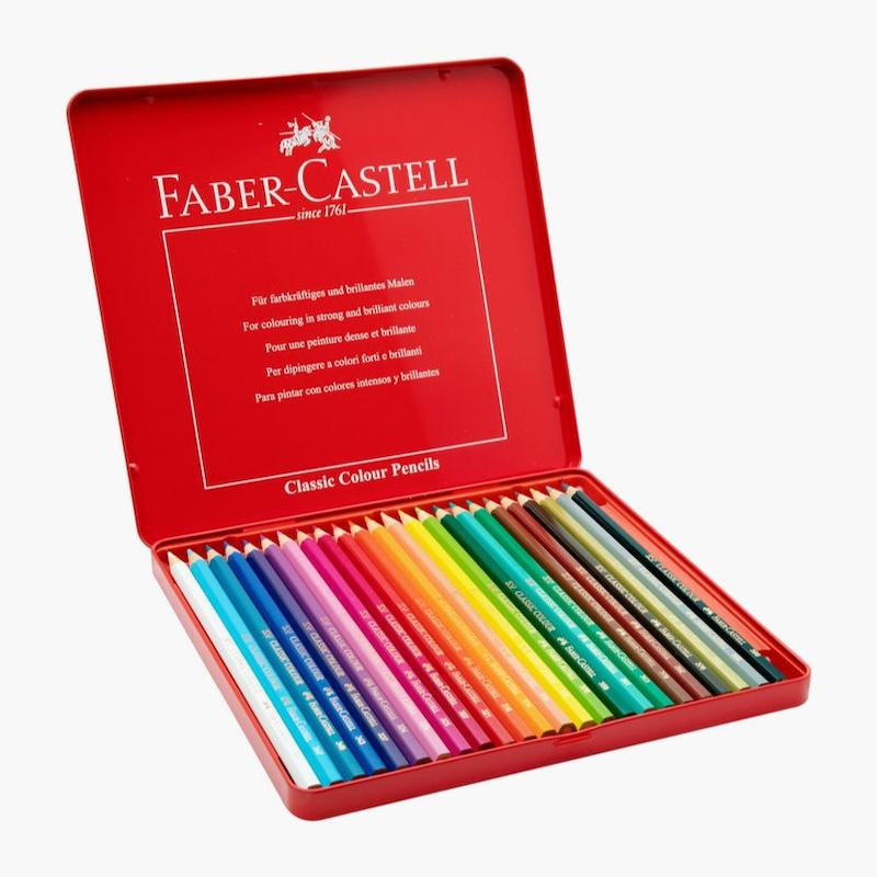 مدادرنگی فابرکاستل اورجینال جعبه فلزی مدل کلاسیک ۲۴ عددی پوونل استور faber castell 24 color pencils classic orginal model iron box www.poonelstore.com