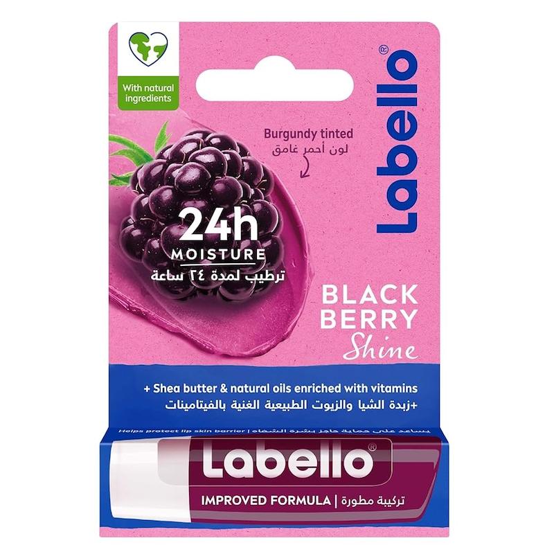 بالم لب روزانه لبلو رطوبت رسانی 24 ساعته رایحه بلک بری کد 65659870 labello fruity shine blackberry 4.8 g with a blackberry aroma www.poonelstore.com