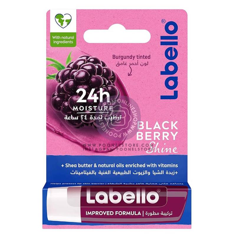 بالم لب روزانه لبلو رطوبت رسانی 24 ساعته رایحه بلک بری کد 65659870 labello fruity shine blackberry 4.8 g with a blackberry aroma www.poonelstore.com