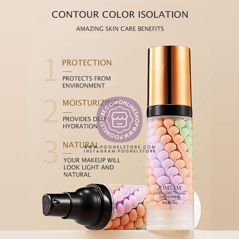 پرایمر تثبیت کننده آرایش جم تام مدل ایزولوشن مقدار 40 گرم به همراه ماسک میوه ای صورت Jomtam Contour Multi Color Pink Green Purple Isolation Water Proof Natural Makeup Protection Hydration Oil Balance MoisturizinG 40G