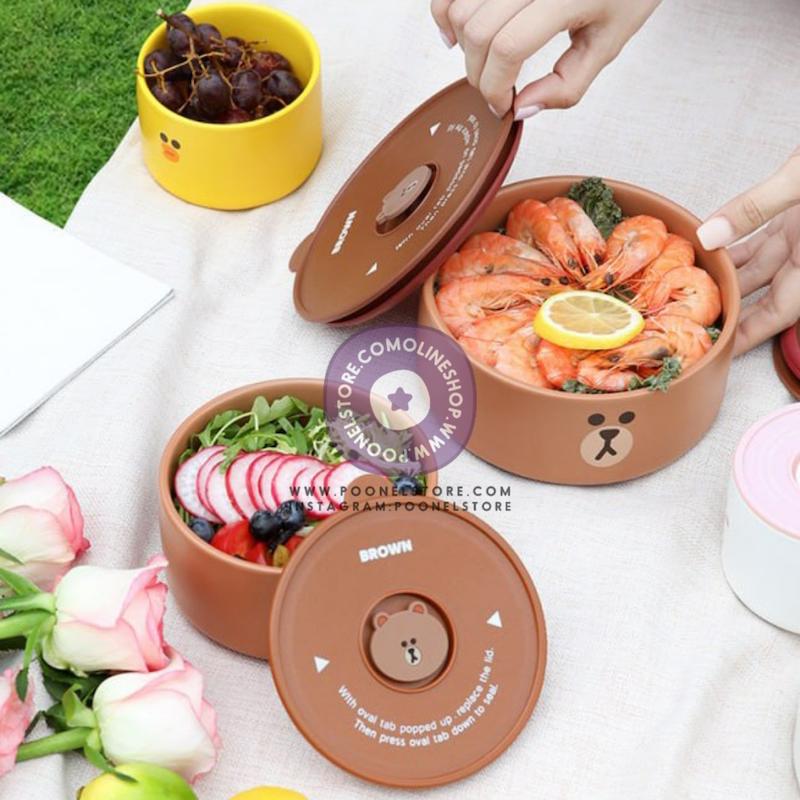 لانچ باکس ظرف نگهداری درب دار سه تکه لاین فرندز پوونل‌استور line friends family products www.poonelstore.com