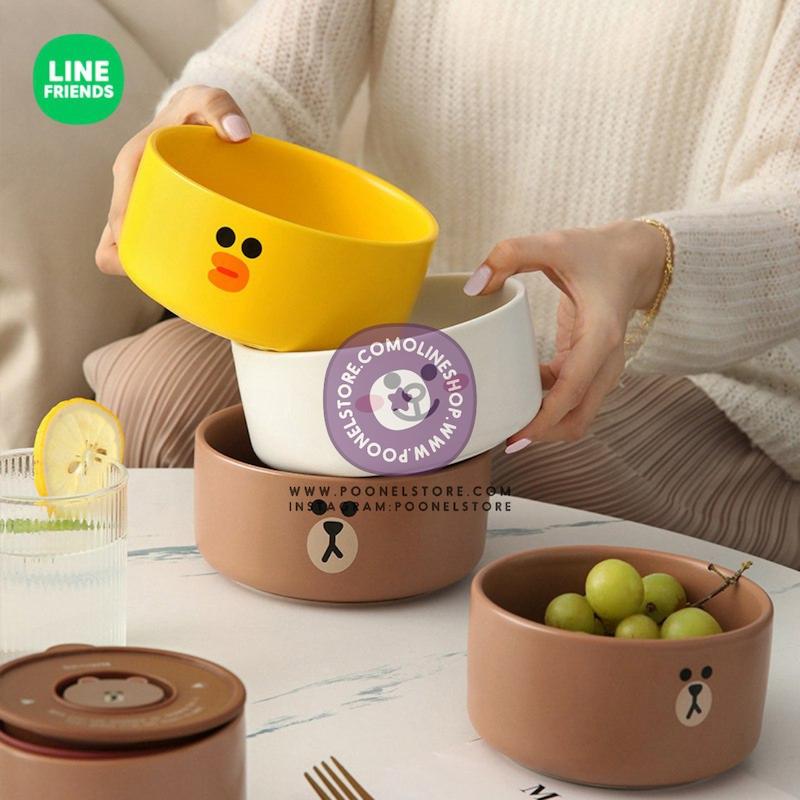 لانچ باکس ظرف نگهداری درب دار سه تکه لاین فرندز پوونل‌استور line friends family products www.poonelstore.com