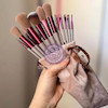 ست براش آرایشی حرفه ای دخترونه پینترستی فیکس پلاس، ست براش دخترونه فانتزی پاستیلی به همراه کیف پارچه ای مجموعه ۱۳ عددی کد 72946288 cute fix plus beauty sweet girls face brush maker www.poonelstore.com