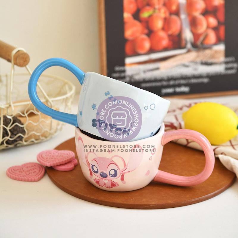 ماگ دیزنی مدل استیج و آنجل، ماگ سرامیکی دیزنی مدل استج و آنجل حجم 300 میلی لیتر کد 41101225 cute disney mug with a stitch and angel design made of ceramic