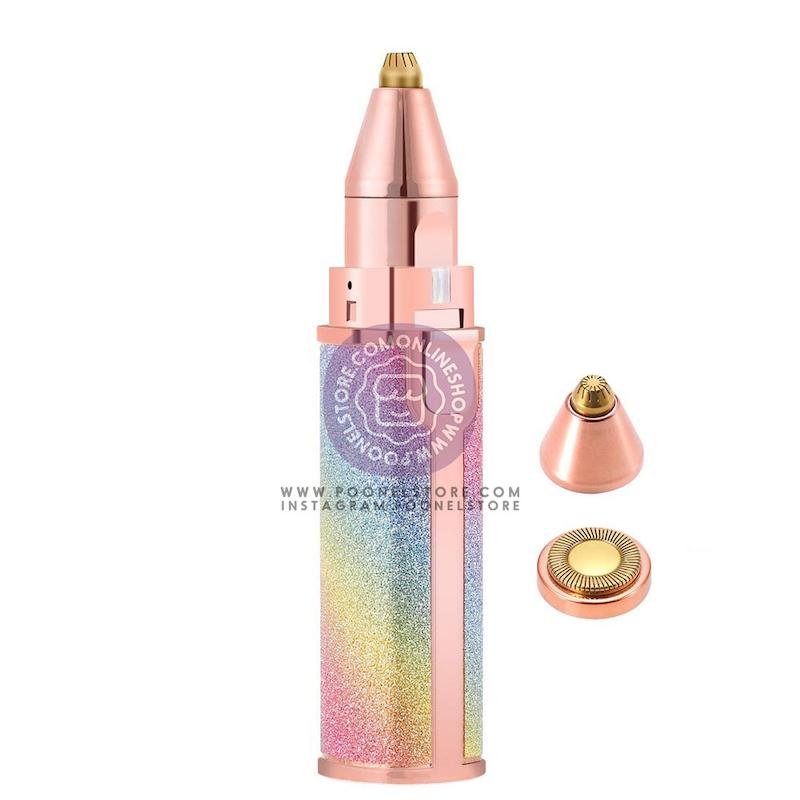 +ویدیو دستگاه پرتابل شیور بانوان قابل حمل یو اس بی قابلیت شارژ تایپ c کد 66559487 ladies electronic portabl shaver USB rechargeable flawless facial hair remover and eyebrow trimmer rainbow