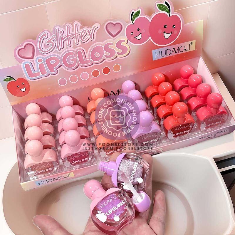 برق لب حرارتی پینترستی هدی موجی مدل اپل کد 94523651 cute huda moji women & girls sweet & fragrant lip gloss glitter apple model www.poonelstore.com