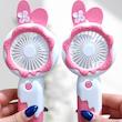 مینی فن دستی پرتابل پینترستی، مینی فن قابلیت هولدر موبایل پینترستی کد 49510648 kipas angin genggam tangan motif bunga 2in1+holder penyangga hp handy mini fan portable rechargeable elektrik karakter lucu
