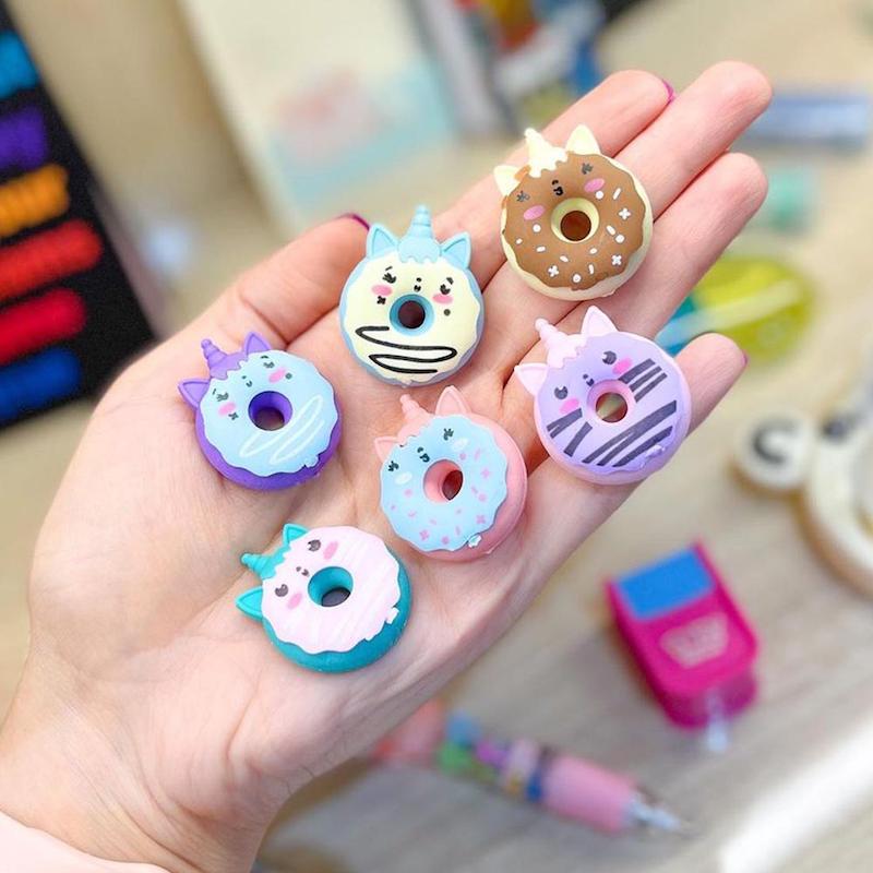 پاکن دونات 3 عددی فانتزی پینترستی مدل شیرینی‌ دوناتی خوشمزه کد 61548841 cute tochain eraser students kawaii donate eraser for kids poonelstore.com