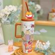 تراولماگ تامبر دیلر حجم 1200 میلی لیتر کد 75236107 cartoon cute puppy illustration large capacity stainless steel thermos travel mug car cup with handle straw and straw sleeve