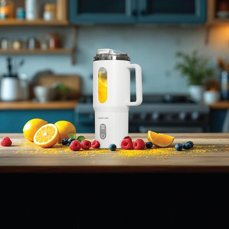 بلندر ماگ اورجینال گرین لاین، ماگ مخلوط کن پرتابل گرین لاین کد 74111236 green lion mug-blend portable blender 70W cordless 500ml drip-free spout stainless steel blades 40S quick blending for shakes & smoothies leakproof-lid dishwasher safe parts
