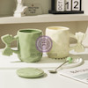 ماگ پینترستی پاپیونی، ماگ سرامیکی فانتزی پاپیونی حجم 450 میلی لیتر کد 64159002 ceramic mug with bow 450 ml breakfast mug for couple of coffee macaron coffee mug dishwasher and microwave safe suitable for coffee latte macchiato