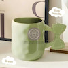 ماگ پینترستی پاپیونی، ماگ سرامیکی فانتزی پاپیونی حجم 450 میلی لیتر کد 64159002 ceramic mug with bow 450 ml breakfast mug for couple of coffee macaron coffee mug dishwasher and microwave safe suitable for coffee latte macchiato