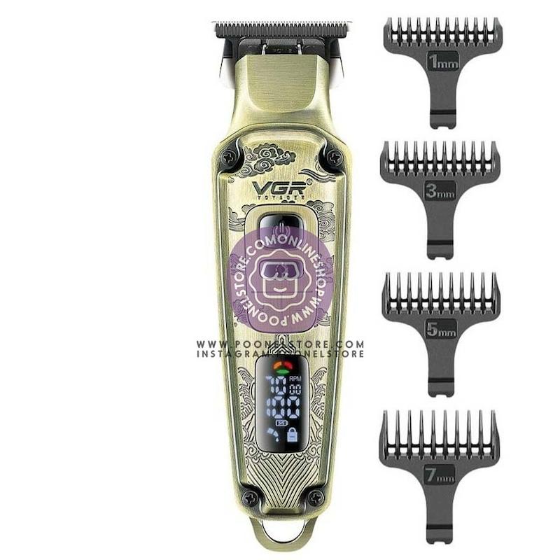 ماشین اصلاح موی سر و صورت و بدن وی جی آر اورجینال بدنه استیل ضدزنگ مناسب برای آقایان قابلیت صفر زن کد 66523620 vgr v-901 head and face shaving machine poonelstore.com