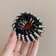 کلیپس مو جنریک فولدینگ نگین دار، کلیپس مو تاشو نگین دار وارداتی کد 66252360 Generic ponytail hairpin curling iron rhinestone bird's nest hairpin ball hair clutcher expandable ponytail holder bird's nest shaped hair clips claw clamp for girls and women
