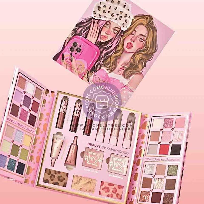 سوپر پالت آرایشی کوین کوکو، پالت آرایشی زنانه وارداتی اورجینال انقضا 2030 کد 64100025 paleta de sombra de ojos+piezas de maquillaje kevin & coco