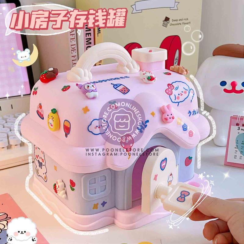 قلک پینترستی آموزش پس انداز، قلک فانتزی پاستیلی مناسب کودک کد 64084222 hokaichi creative small house children girls piggy bank poonelstore.com