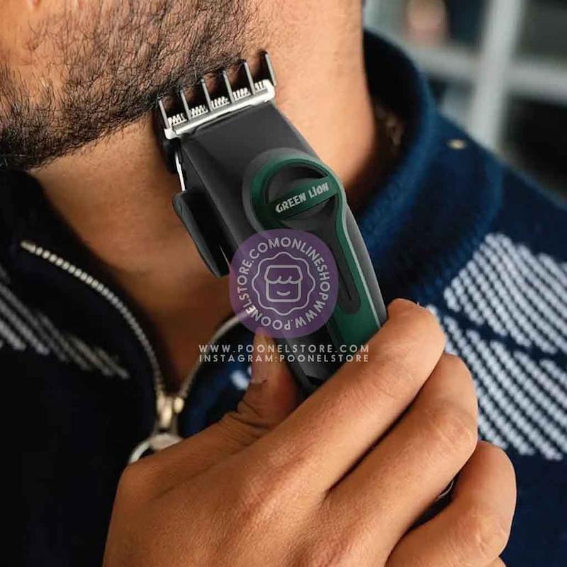 ماشین اصلاح صورت و بدن گرین لاین، ماشین ریش تراش و اصلاح موی سر و بدن پرتابل شارژی گرین لاین کد 99952101 green lion professional hair clipper poonelstore.com