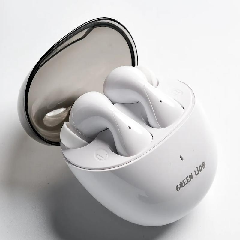 هندزفری وایرلس گرین لاین، هدفون بلوتوثی گرین لاین کد 70588875 green lion athens wireless earbuds hands free calls 12m range V5.3 bluetooth multi function touch 4hrs play time 70mins charging time