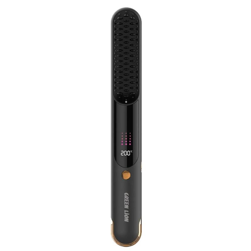 برس مو حرارتی گرین لاین، برس حرارتی پرتابل شارژی گرین لاین کد 78450021 infrared hair comb mch heating digital display 140-200°C temperature 30 minutes auto shut off considerable working time high capacity battery
