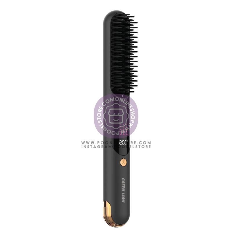 برس مو حرارتی گرین لاین، برس حرارتی پرتابل شارژی گرین لاین کد 78450021 infrared hair comb mch heating digital display 140-200°C temperature 30 minutes auto shut off considerable working time high capacity battery