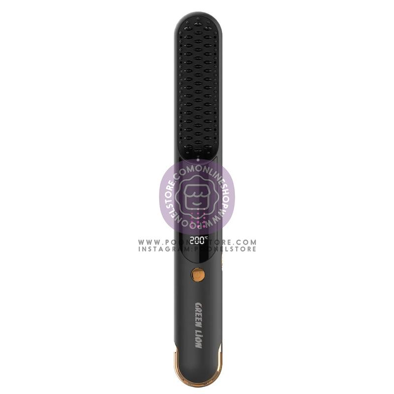 برس مو حرارتی گرین لاین، برس حرارتی پرتابل شارژی گرین لاین کد 78450021 infrared hair comb mch heating digital display 140-200°C temperature 30 minutes auto shut off considerable working time high capacity battery
