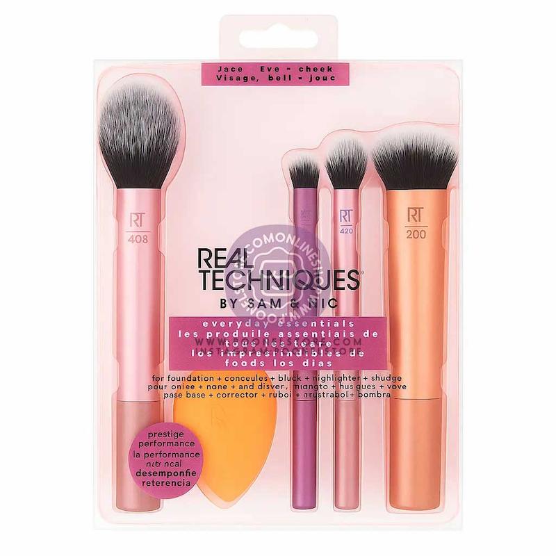 ست برایش میکاپ ریل تکنیک، پکیج 6 تکه براش و پد آرایشی ریل تکنیک کد 78400339 real techniques everyday essentials 01997 model poonelstore.com