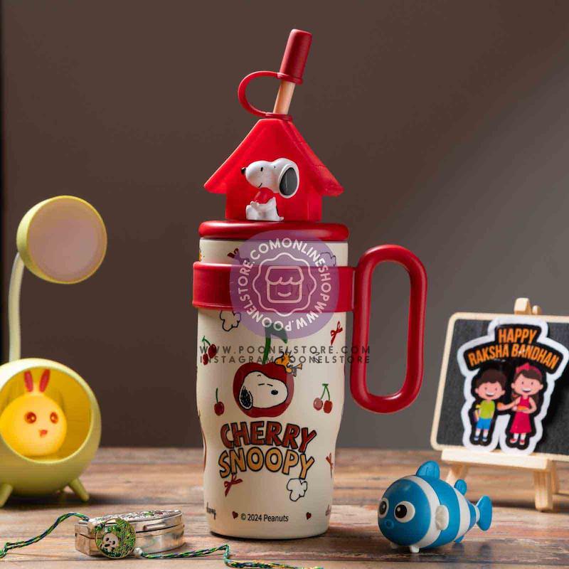 تراولماگ تامبلر مدل اسنوپی ظرفیت 800 میلی لیتر بدنه ضد طعم و ضد بو کد 98025564 water bottle cherry snoopy kids thermal stainless steel bottle