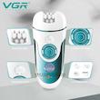اپیلاتور وی جی آر مناسب خانم ها، دستگاه اپیلاتور الکترونیک 4 حالته وی جی آر بانوان مناسب بدن و صورت کد 75410020 vgr v-700 professional 4in1 epilator and shaver with callus remover head wet & dry use poonelstore.com
