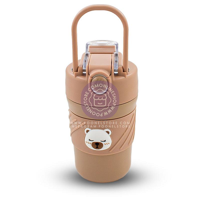 تراولماگ تامبلر استیل مدل خرسی، آیرون تراول ماگ تامبلر حجم 450 میلی لیتر کد 33302454 tumbler with lid 450ml travel coffee mug double wall vacuum stainless steel thermal metal cup insulated water bottle