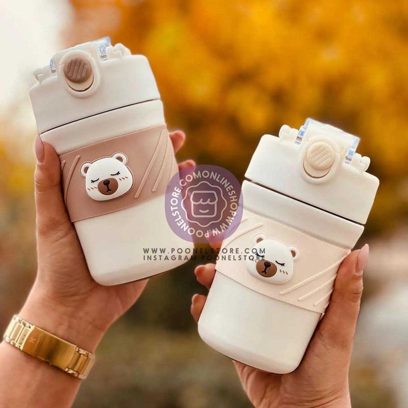 تراولماگ تامبلر استیل مدل خرسی، آیرون تراول ماگ تامبلر حجم 450 میلی لیتر کد 33302454 tumbler with lid 450ml travel coffee mug double wall vacuum stainless steel thermal metal cup insulated water bottle
