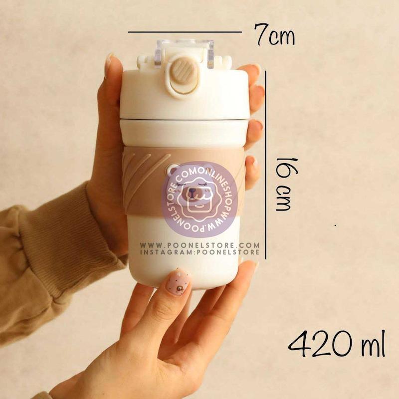 تراولماگ تامبلر استیل مدل خرسی، آیرون تراول ماگ تامبلر حجم 450 میلی لیتر کد 33302454 tumbler with lid 450ml travel coffee mug double wall vacuum stainless steel thermal metal cup insulated water bottle