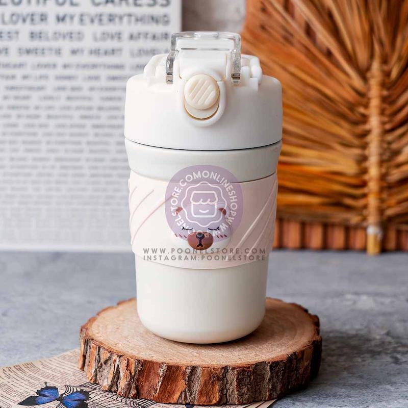 تراولماگ تامبلر استیل مدل خرسی، آیرون تراول ماگ تامبلر حجم 450 میلی لیتر کد 33302454 tumbler with lid 450ml travel coffee mug double wall vacuum stainless steel thermal metal cup insulated water bottle