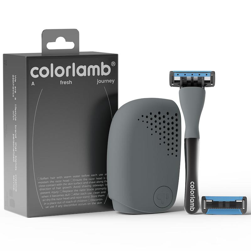 تیغ اصلاح کالرلمب پرتابل، شیور دستی مردانه کالرلمب قابل حمل دارای کیس نگهدارنده Colorlamb Portable Manual Men Razor Set Metal Handle Poonel Store
