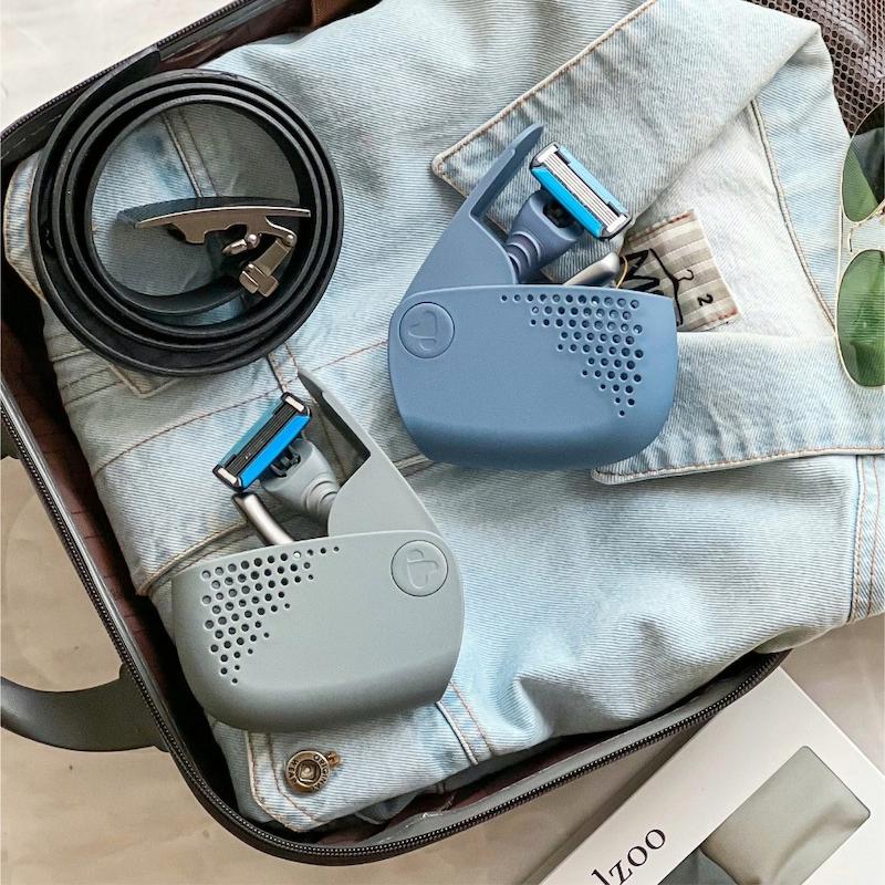تیغ اصلاح کالرلمب پرتابل، شیور دستی مردانه کالرلمب قابل حمل دارای کیس نگهدارنده Colorlamb Portable Manual Men Razor Set Metal Handle Poonel Store
