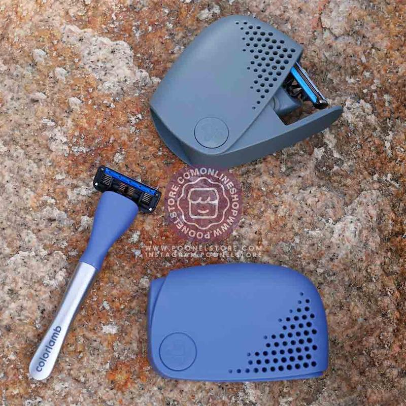 تیغ اصلاح کالرلمب پرتابل، شیور دستی مردانه کالرلمب قابل حمل دارای کیس نگهدارنده Colorlamb Portable Manual Men Razor Set Metal Handle Poonel Store