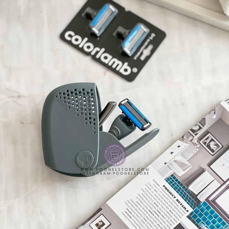 تیغ اصلاح کالرلمب پرتابل، شیور دستی مردانه کالرلمب قابل حمل دارای کیس نگهدارنده Colorlamb Portable Manual Men Razor Set Metal Handle Poonel Store