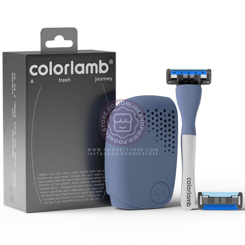 تیغ اصلاح کالرلمب پرتابل، شیور دستی مردانه کالرلمب قابل حمل دارای کیس نگهدارنده Colorlamb Portable Manual Men Razor Set Metal Handle Poonel Store
