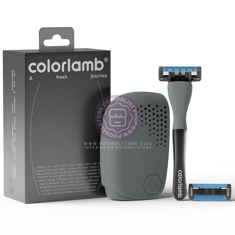تیغ اصلاح کالرلمب پرتابل، شیور دستی مردانه کالرلمب قابل حمل دارای کیس نگهدارنده Colorlamb Portable Manual Men Razor Set Metal Handle Poonel Store