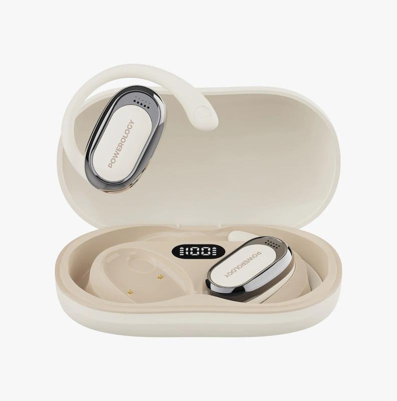 هندزفری وایرلس پاورولوژی، هدفون بلوتوثی پاورولوژی نسخه اورجینال Powerology Oura Open Ear Wireless Earbuds Hands Free Calls Poonel Store