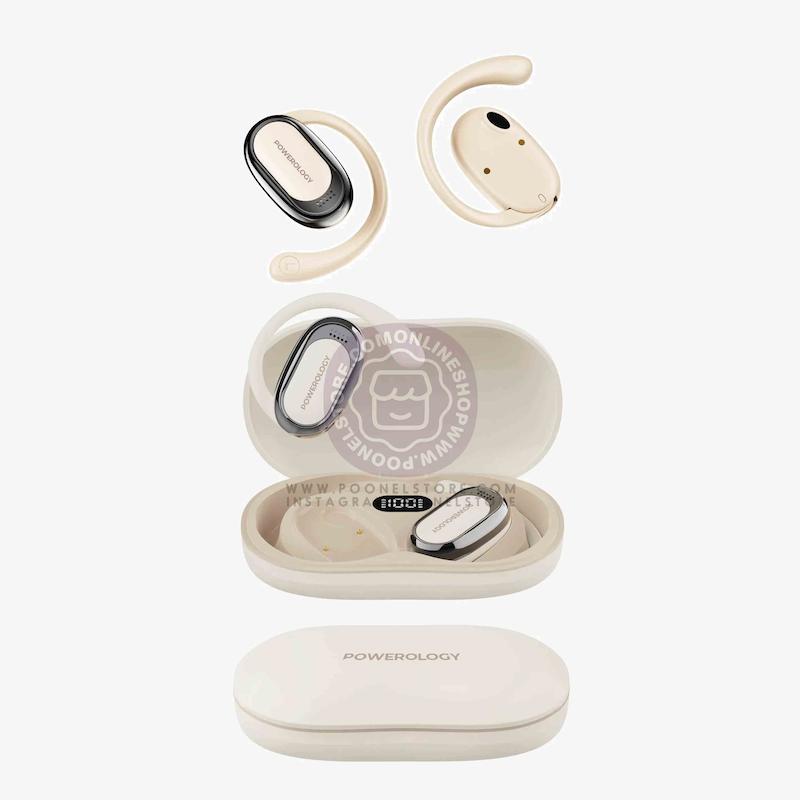 هندزفری وایرلس پاورولوژی، هدفون بلوتوثی پاورولوژی نسخه اورجینال Powerology Oura Open Ear Wireless Earbuds Hands Free Calls Poonelstore